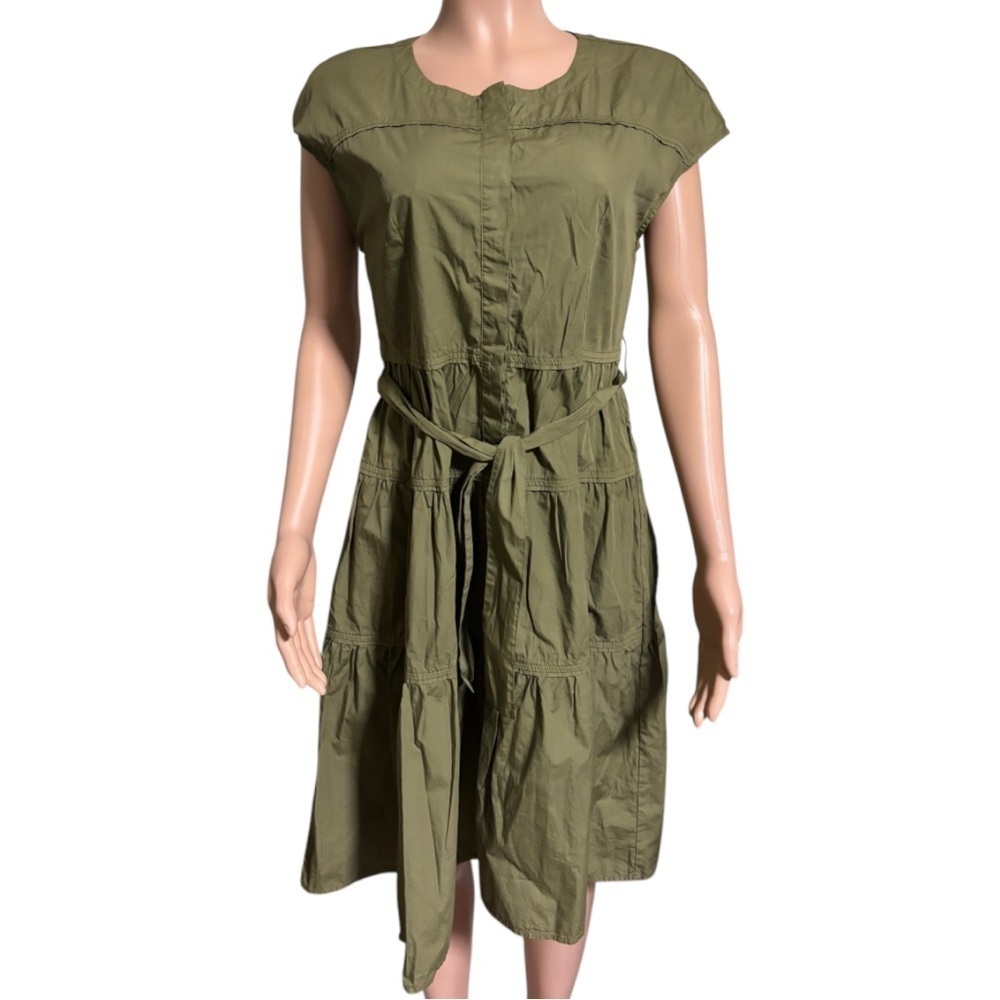 NWT ROSSO35 Women’s Olive Green Belted Midi Dress Made in Italy